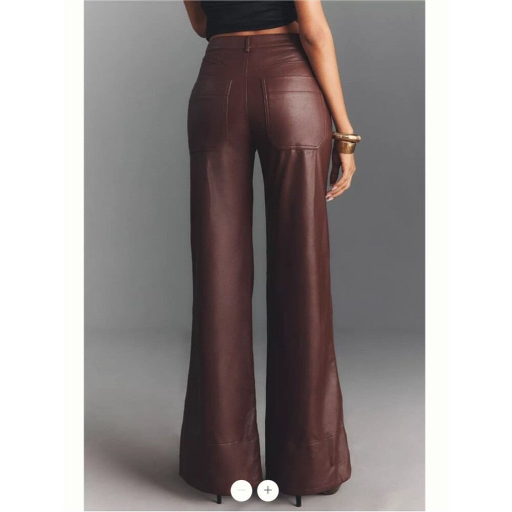 Pilcro | Anthropologie Rylan Faux Leather Relaxed High-Rise Flare Pants Size 24 - Picture 2 of 9